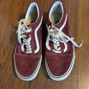 Vans Burgundy and White Sneakers